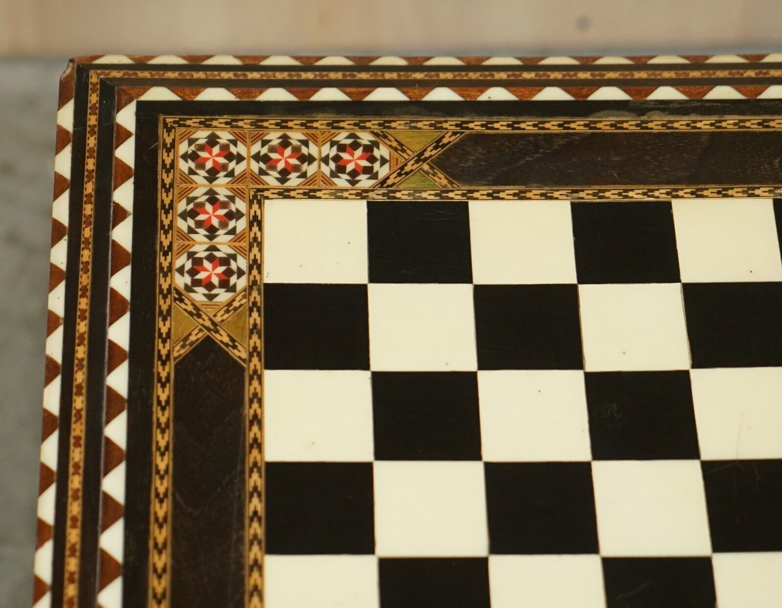 Stunning Antique Anglo Indian Circa 1920 Chess Board Games Table Twin Drawers photo Furniture