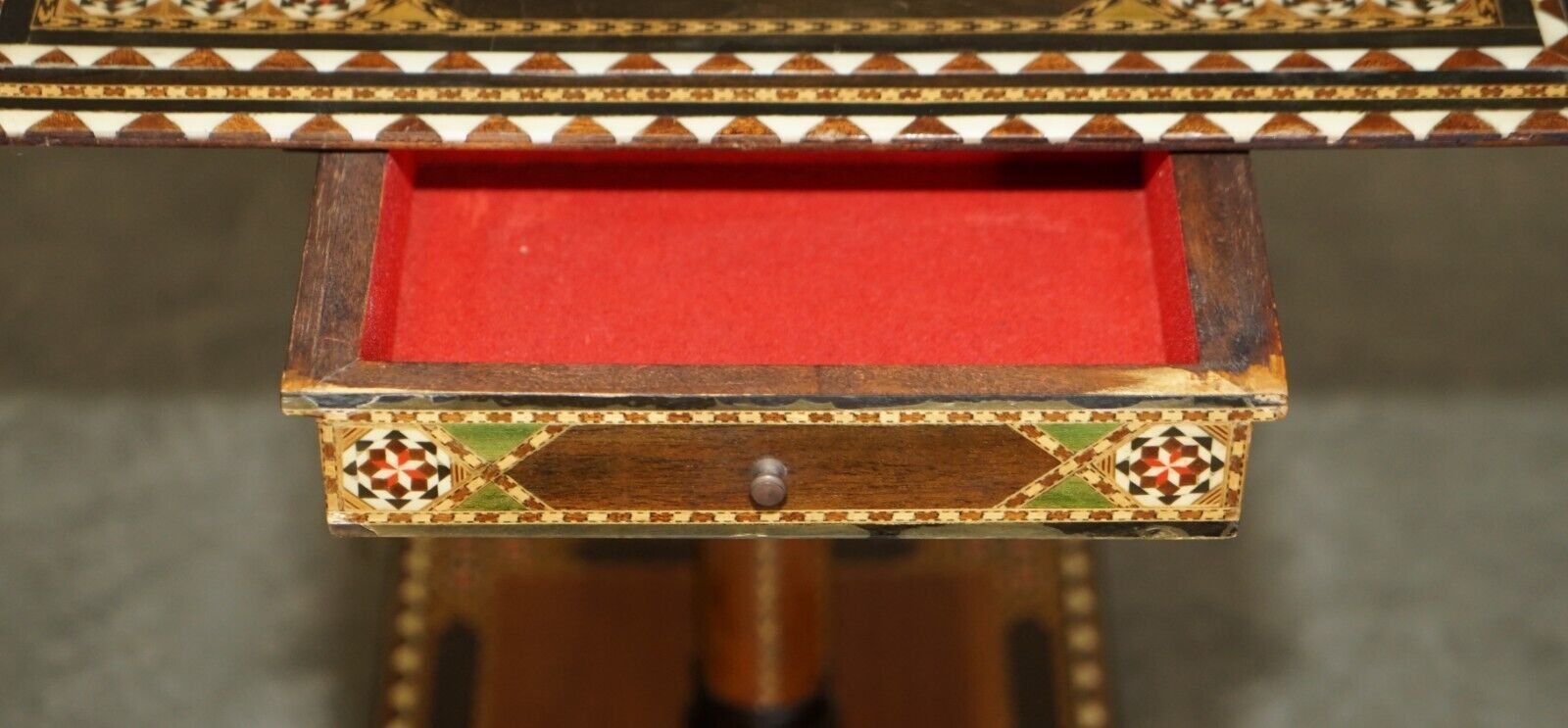 photo for sale Stunning Antique Anglo Indian Circa 1920 Chess Board Games Table Twin Drawers