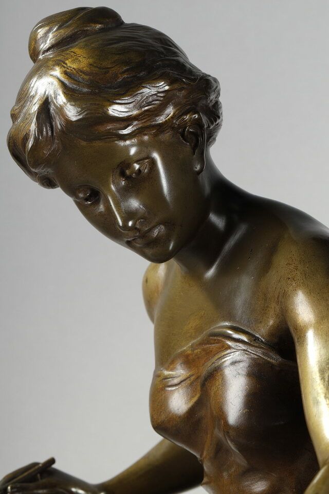 7434.0 Sculpture Memoria In Patinated Bronze Signed Emile Louis Picault Late 19th Century photo