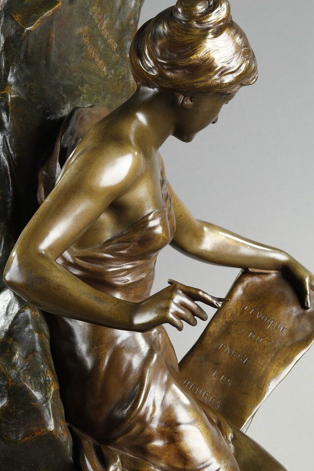 photo vinterior Sculpture Memoria In Patinated Bronze Signed Emile Louis Picault Late 19th Century