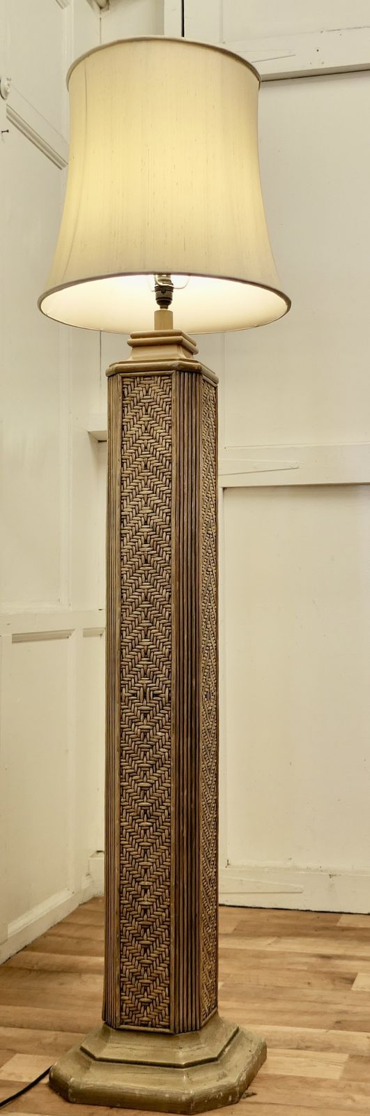 Tall Art Deco Bamboo Cane Column Floor Lamp photo buy