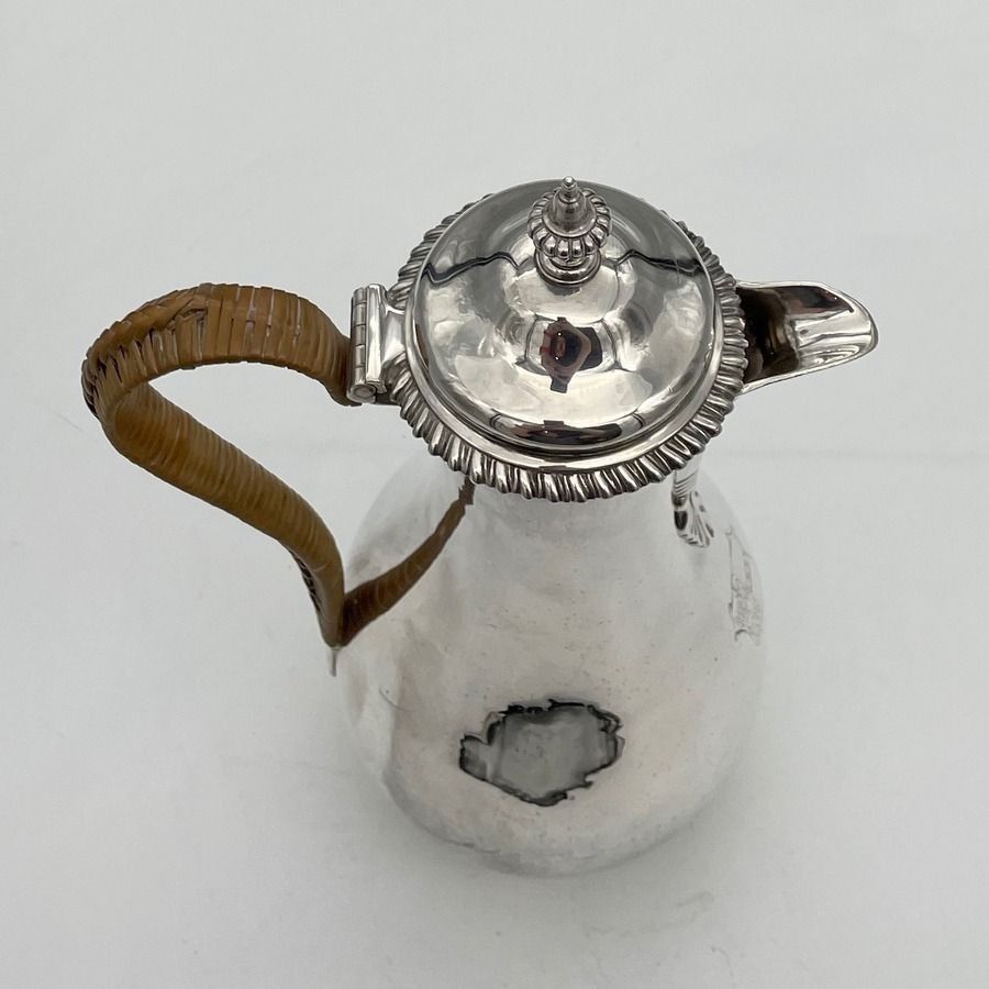 Mid 18th Century Antique George II Silver Coffee Jug London 1759 Augustin Le Sage photo vintage