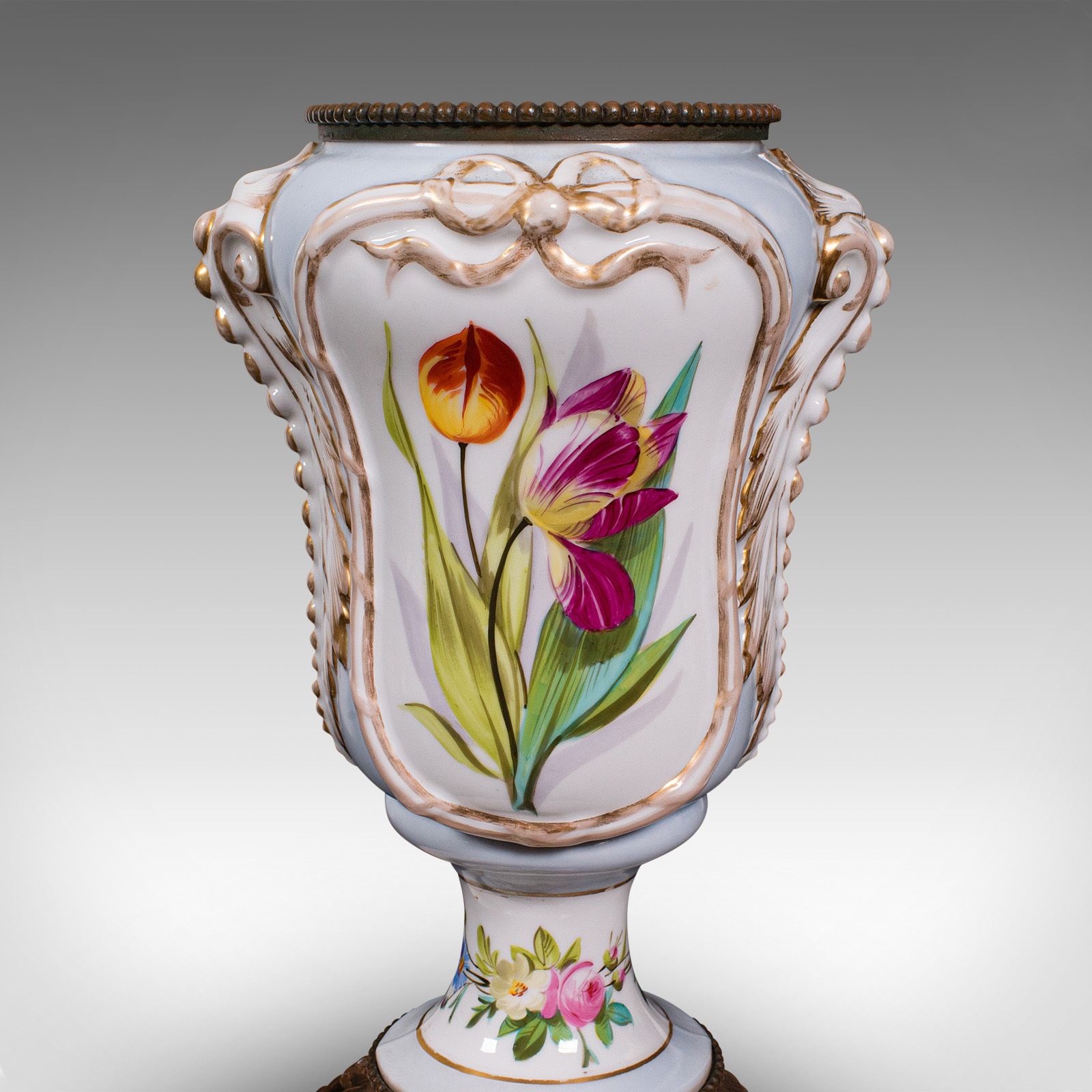 1095.0 Antique Mantlepiece Vase, French, Ceramic, Planter, Jardiniere, 1900 photo