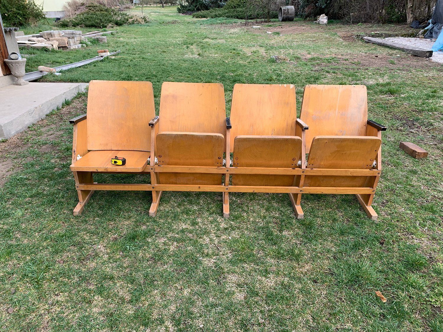 Mid Century Hungarian Four Seater Cinema Bench, 1950s photo vinterior