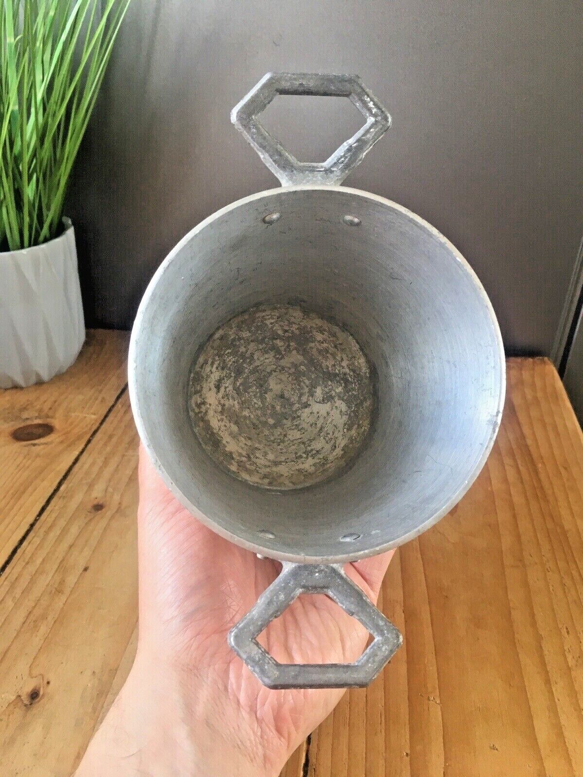 Small Art Deco Banded Aluminium Champagne Wine Bottle Ice Bucket Cooler Bar Item photo vintage