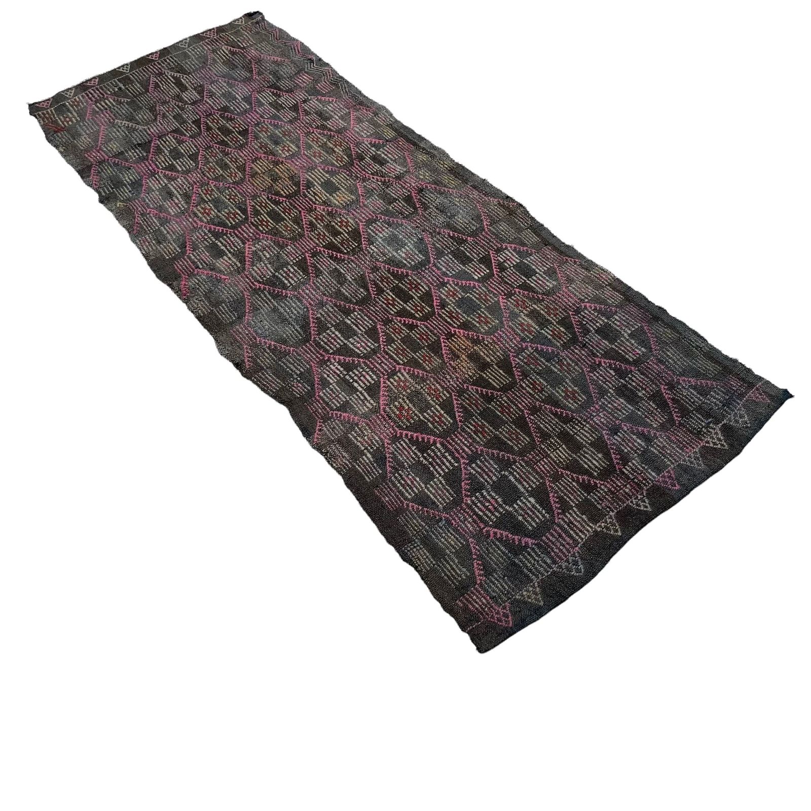 Traditional Turkish Kilim Rug Runner Shabby Vintage Wool Country Home Kelim Runner 195 X 74 Cm photo vinterior