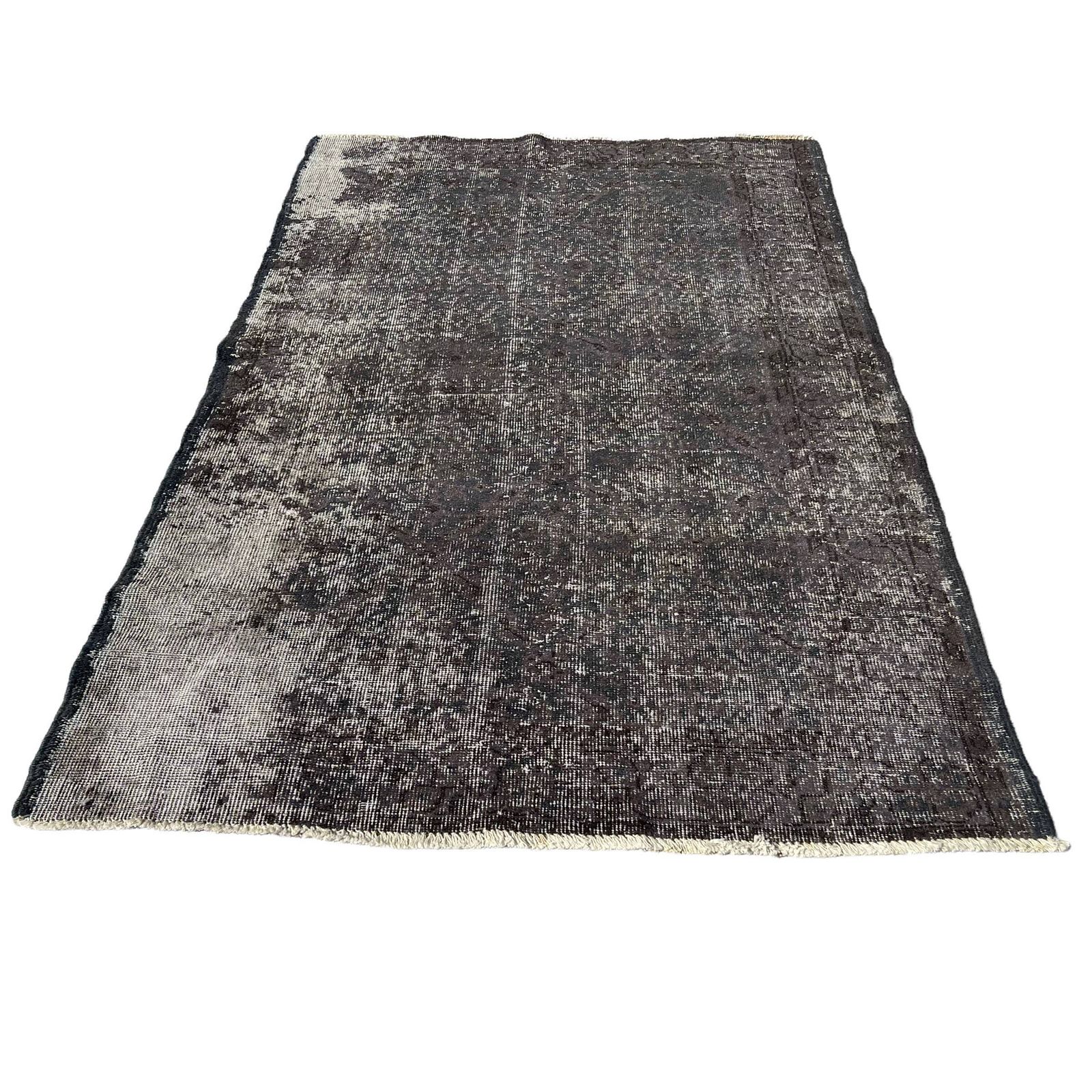 Distressed Turkish Rug 194 X 117 Cm Wool Vintage Rug, Over Dyed Gray photo for sale