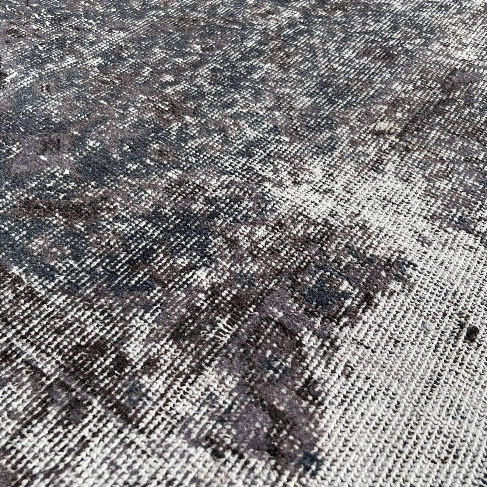 Distressed Turkish Rug 194 X 117 Cm Wool Vintage Rug, Over Dyed Gray photo vinterior