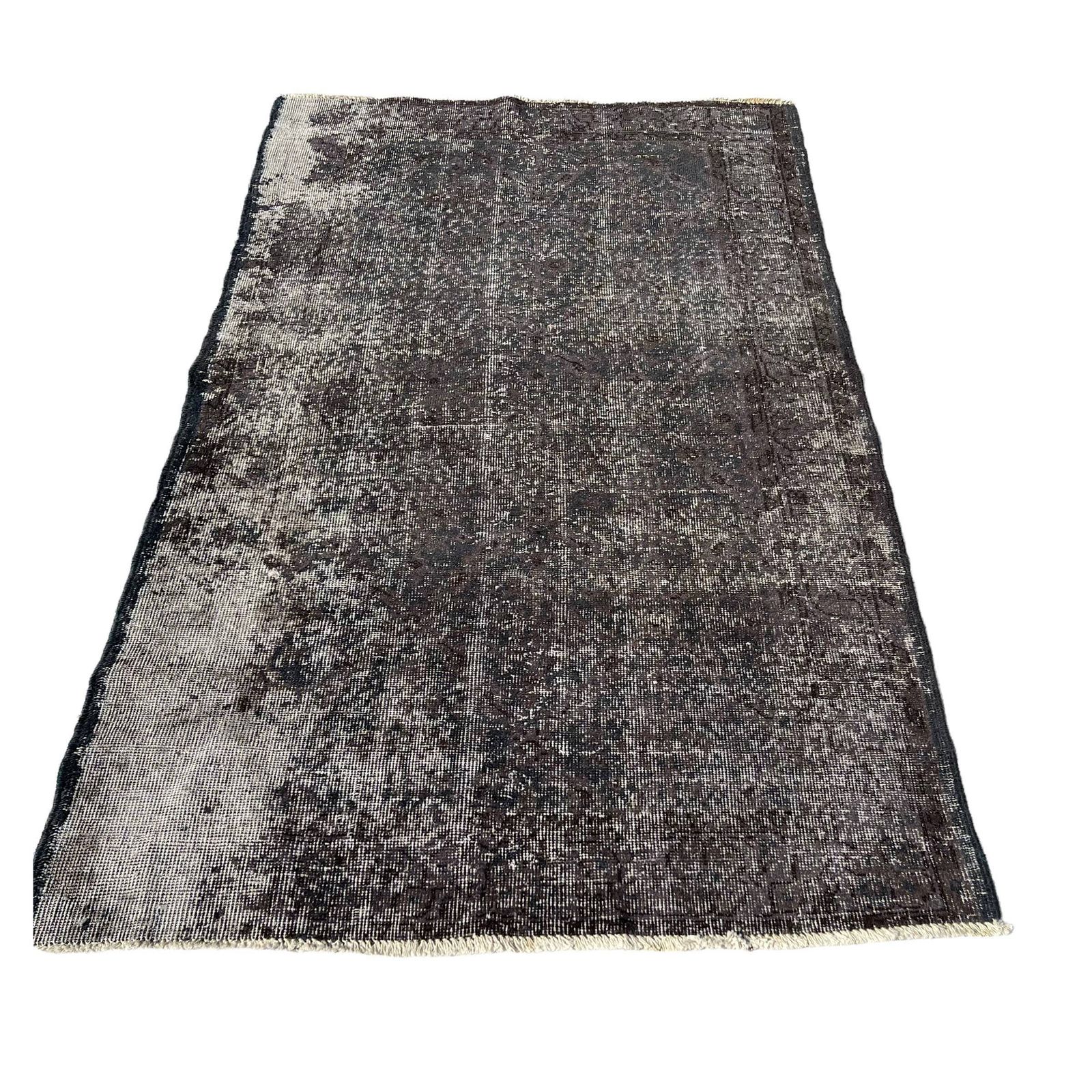Distressed Turkish Rug 194 X 117 Cm Wool Vintage Rug, Over Dyed Gray photo buy