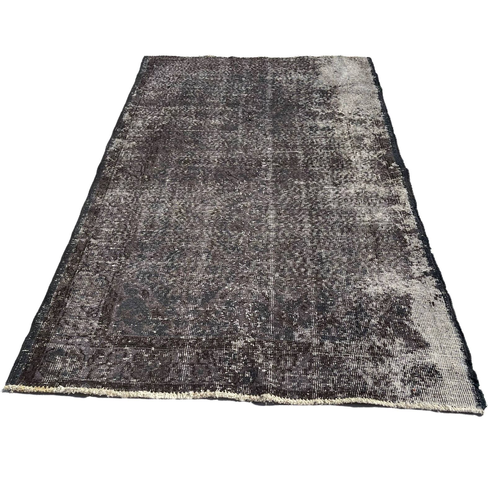 photo for sale Distressed Turkish Rug 194 X 117 Cm Wool Vintage Rug, Over Dyed Gray