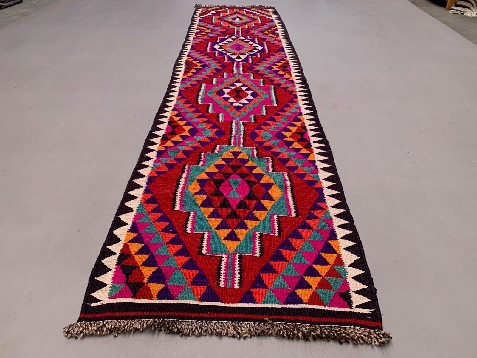 Old Turkish Kilim Runner 367x86 Cm, Vintage Kelim Rug, Long And Narrow photo furniture