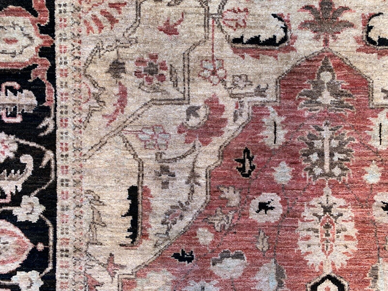 photo for sale Fine Afghan Wool Ziegler Rug 276x184 Cm Handmade Chobi Red, Beige Black, Large