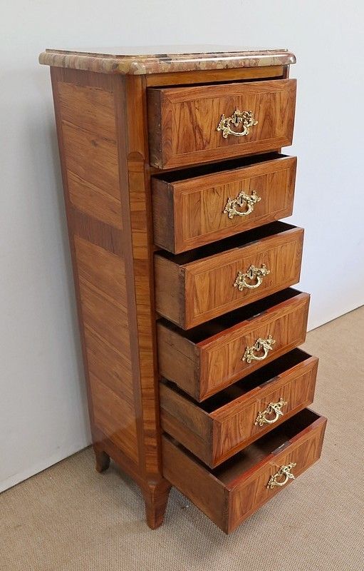 Small Chiffonier In Wooden Veneer, Stamped Boudin, Transition Period Louis XIV / Louis XV – 1760 photo Furniture