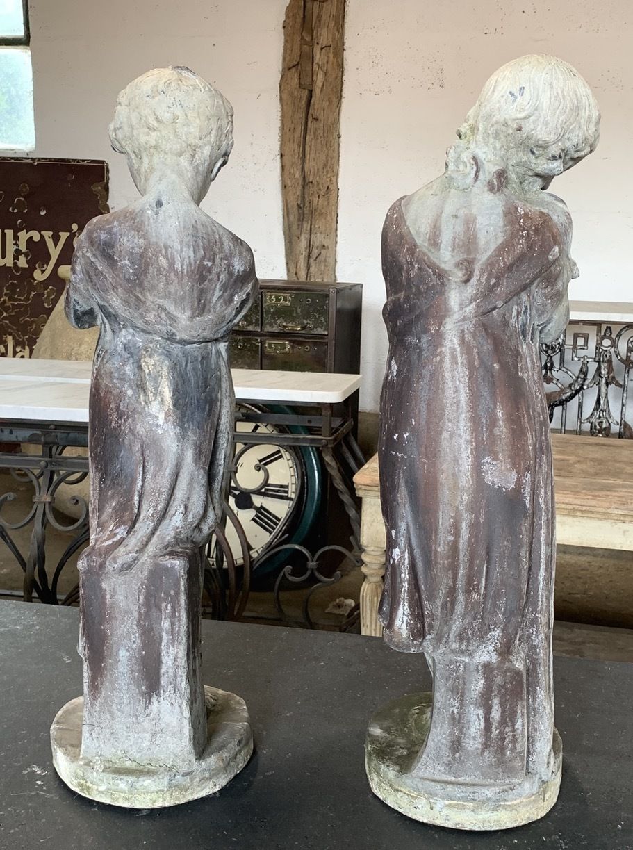 Pair Of 19th Century Lead Statues photo for sale