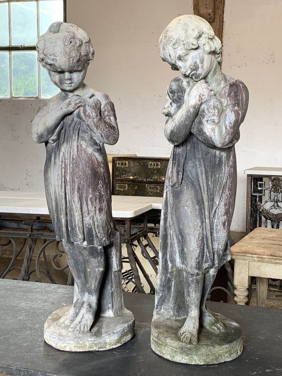 Pair Of 19th Century Lead Statues photo vinterior