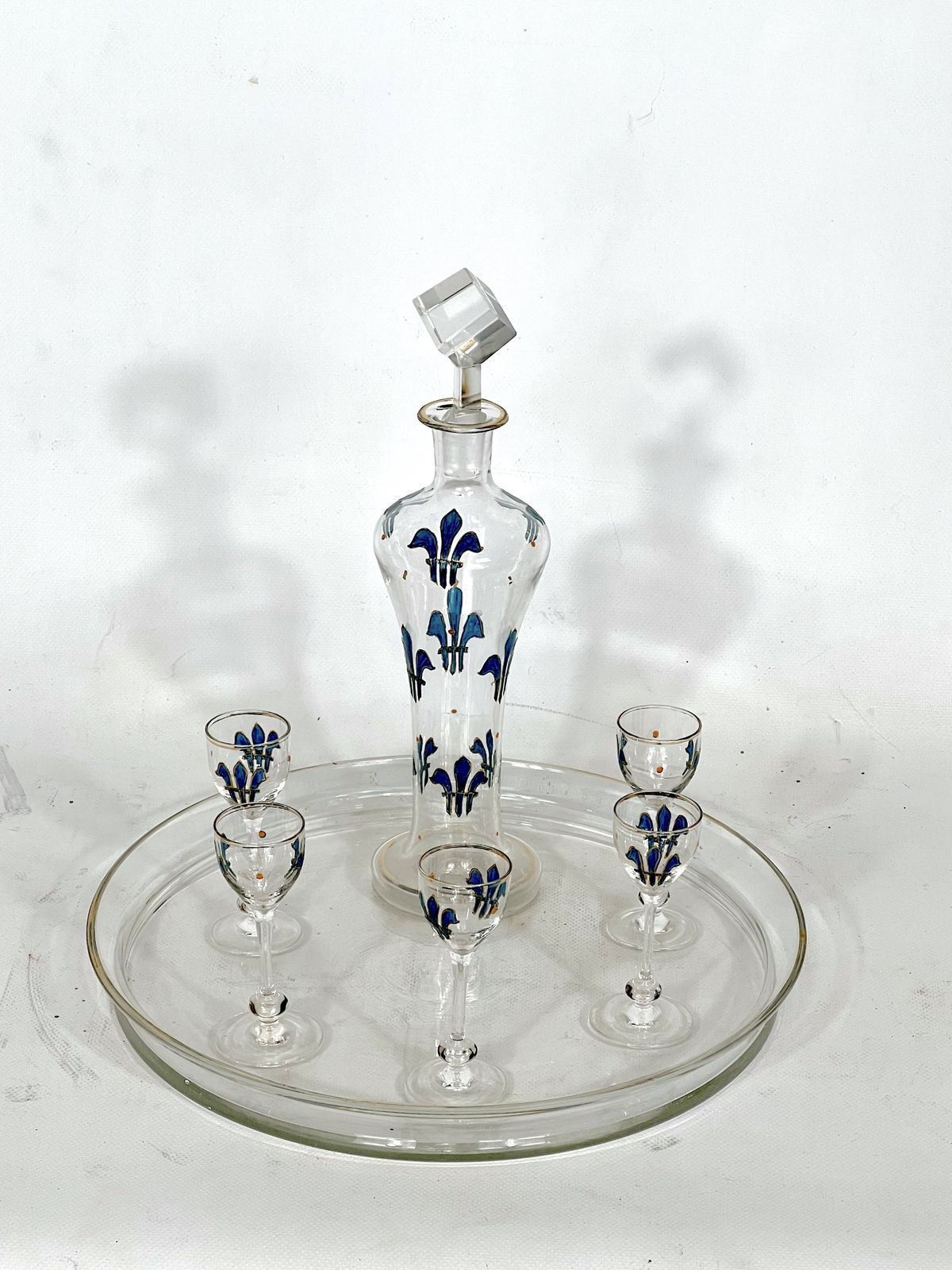 Italian Art Nouveau Glass Liquor Set From 1920s