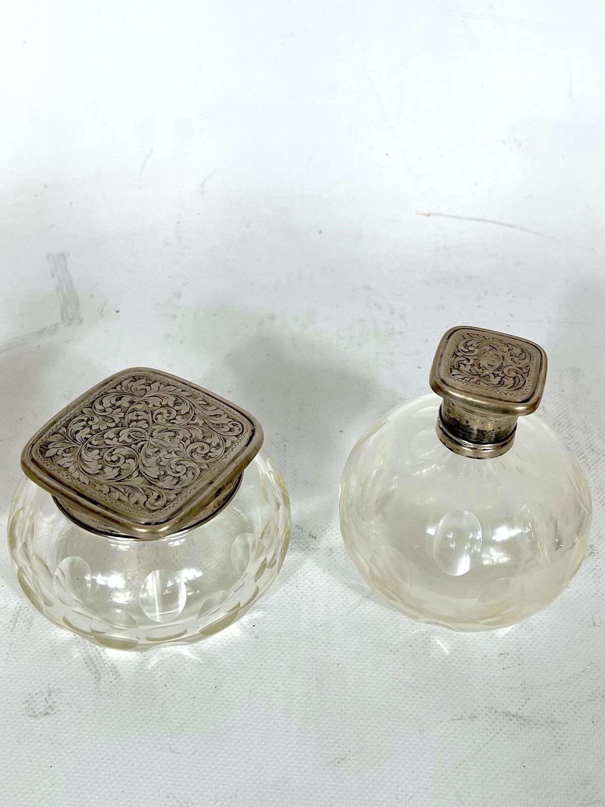 Home Decor Mid Century Italian Toilet Set In Silver Plated And Blown Murano Glass From 40s photo