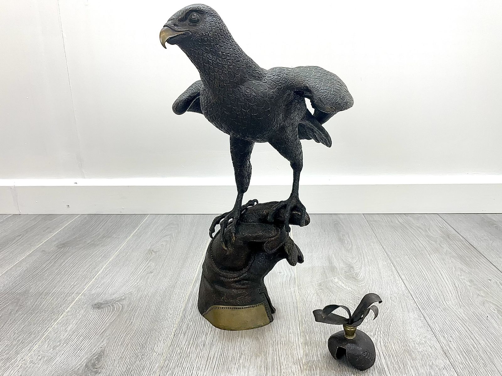 Art Bronze Falcon, Perched Upon A Falconers Glove   In The Manner Of Gallo photo