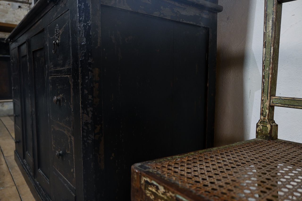 photo furniture Tall 19th Century French Black Painted Glazed Cabinet