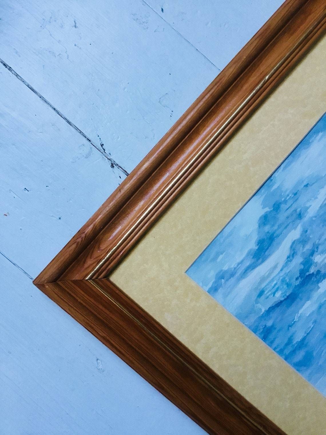 Jan Wasilewski   Polish Artist Watercolour Painting Absolutely Fine Example   Sailing Clipper Ship Cutter Boat Large Pine Gold Frame (Hh) photo vintage