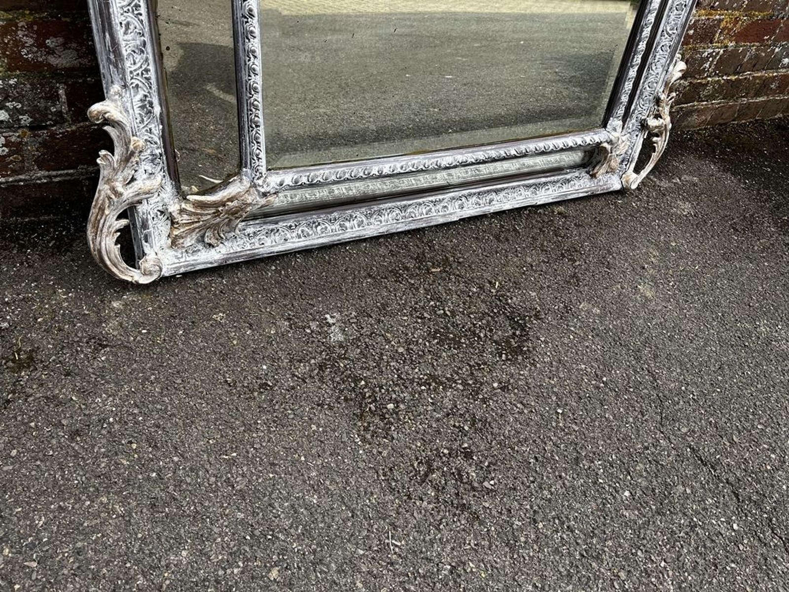 An Exceptional Large Antique French 19th C Paint & Gilt Cushion Mirror photo Home Decor