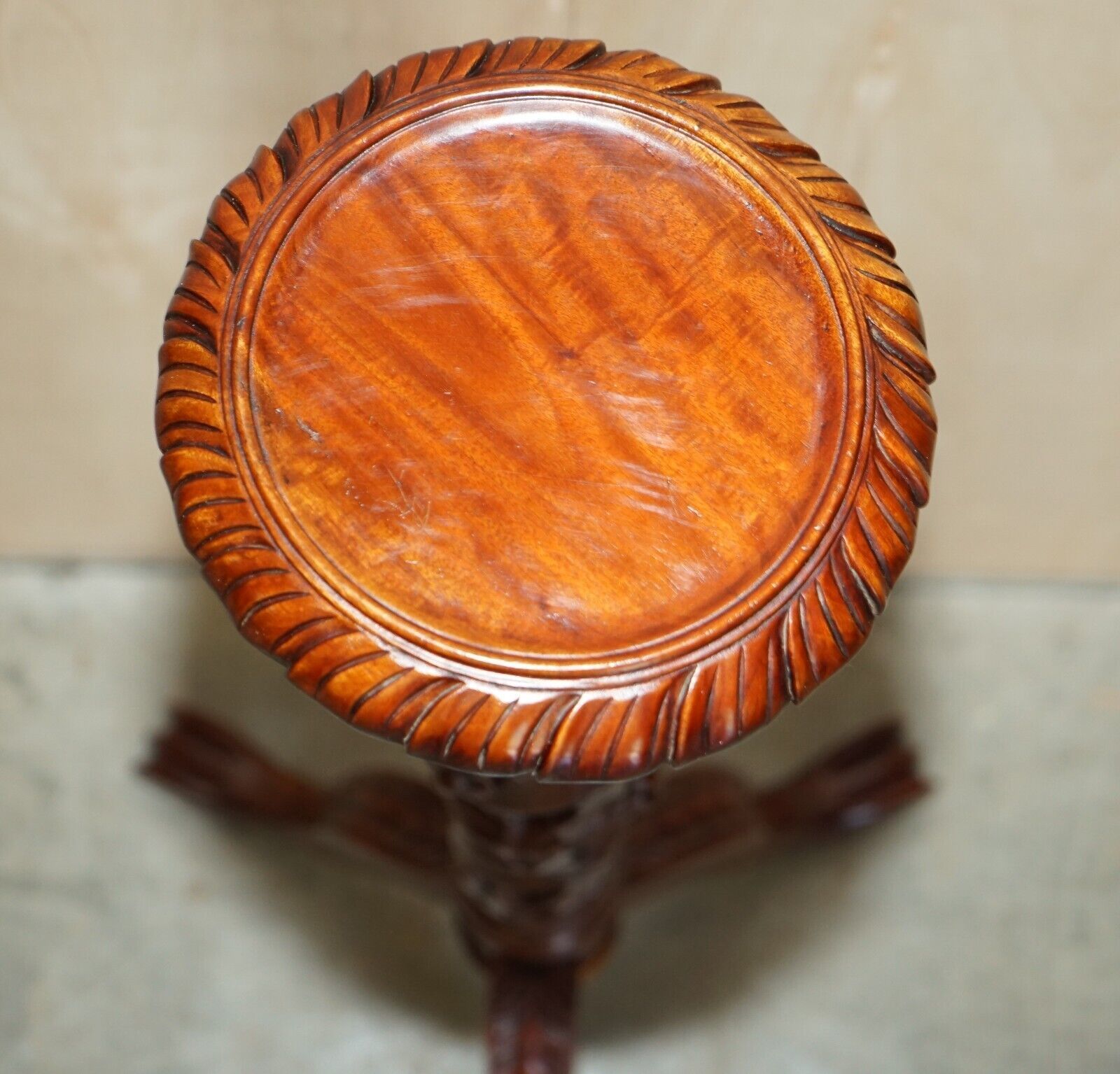 Pair Of Fruitwood Vine Hand Carved Jardiniere Display Stands Claw & Ball Feet photo Home Decor