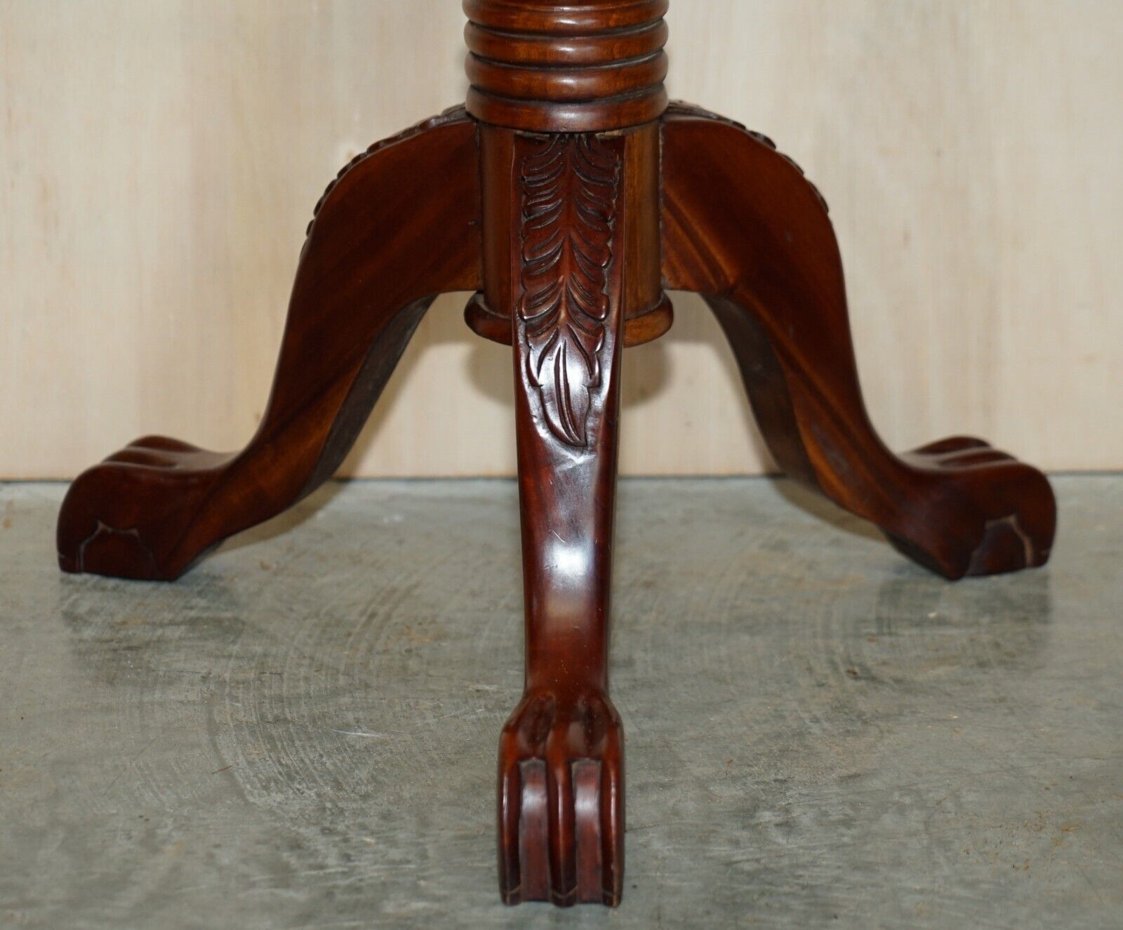 photo furniture Pair Of Fruitwood Vine Hand Carved Jardiniere Display Stands Claw & Ball Feet