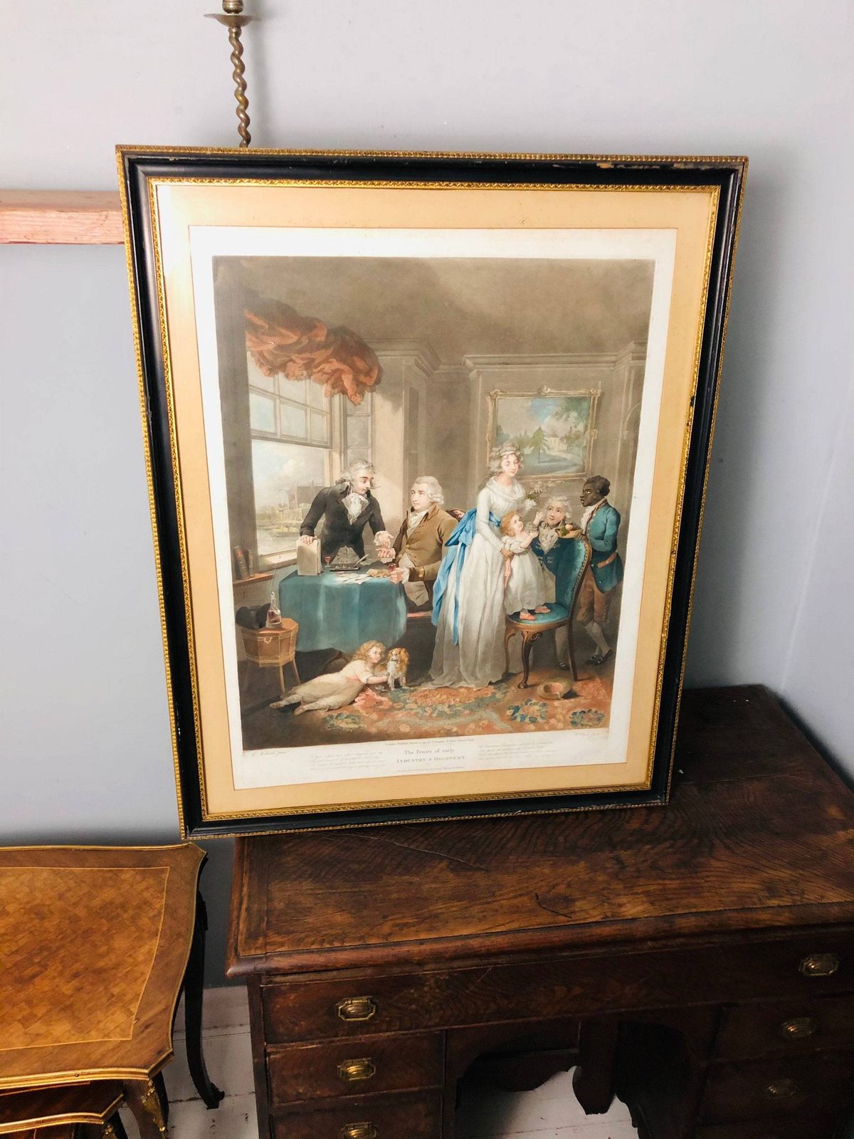 Antique Huge Rare Pair Stipple Engravings G Moreland 1794 W Ward Effects Extravagance Idleness Fruits Industry Oeconomy Hogarth Frames photo vinterior