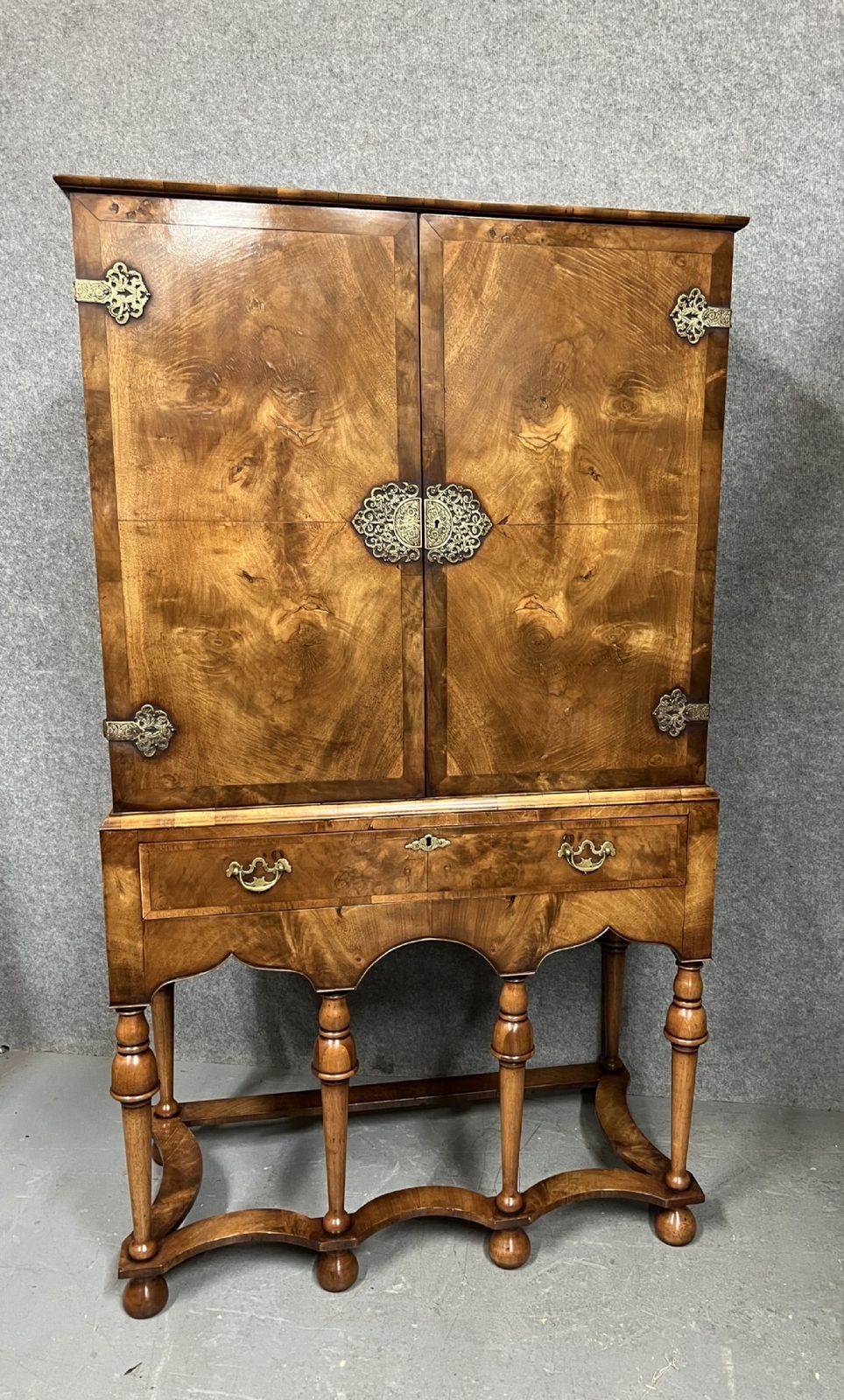 William & Mary Style Walnut Cocktail Cabinet
