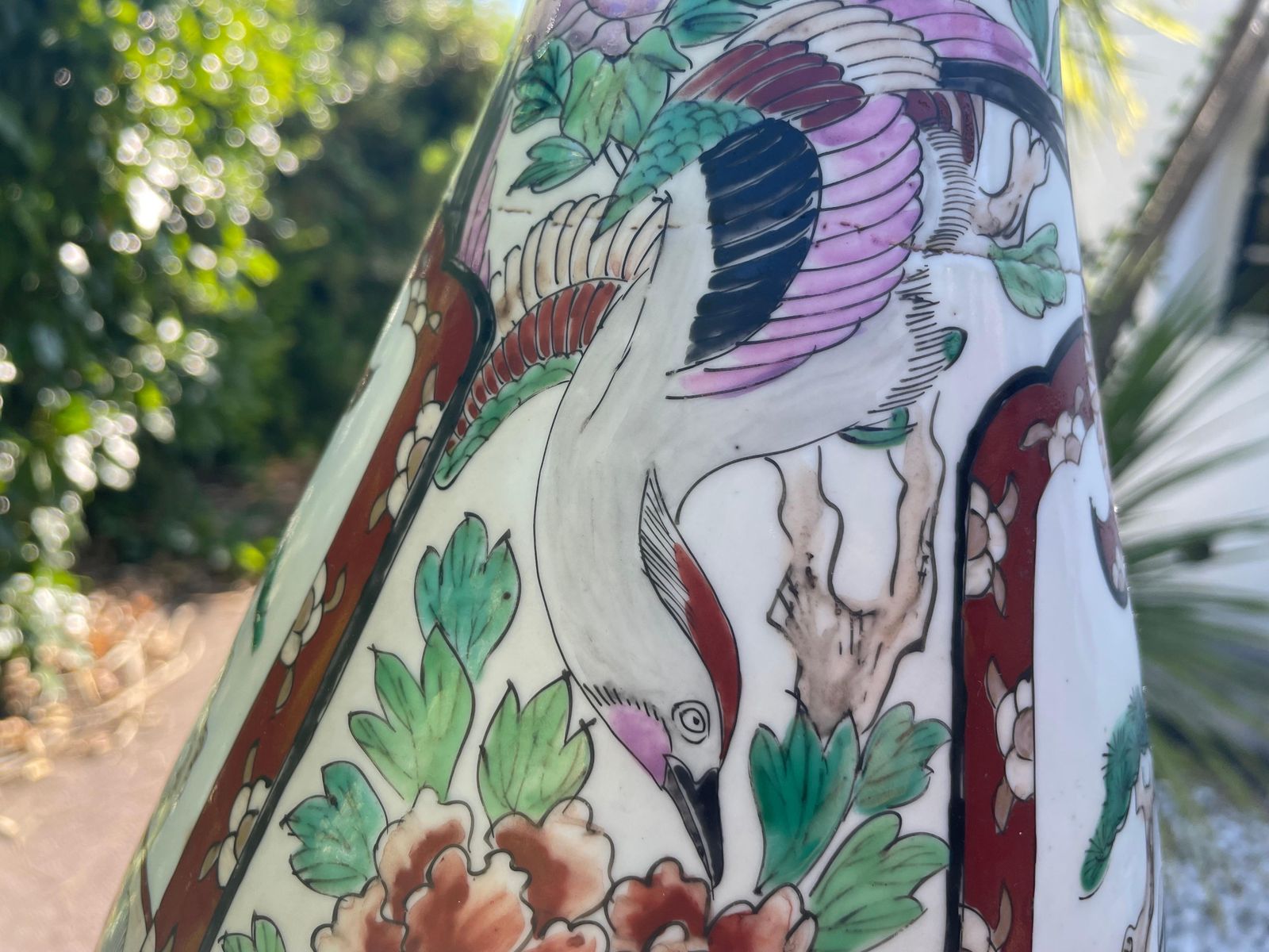 Japanese Imari Porcelain Trumpet Neck Floor Vase, 1930, Samourai photo buy