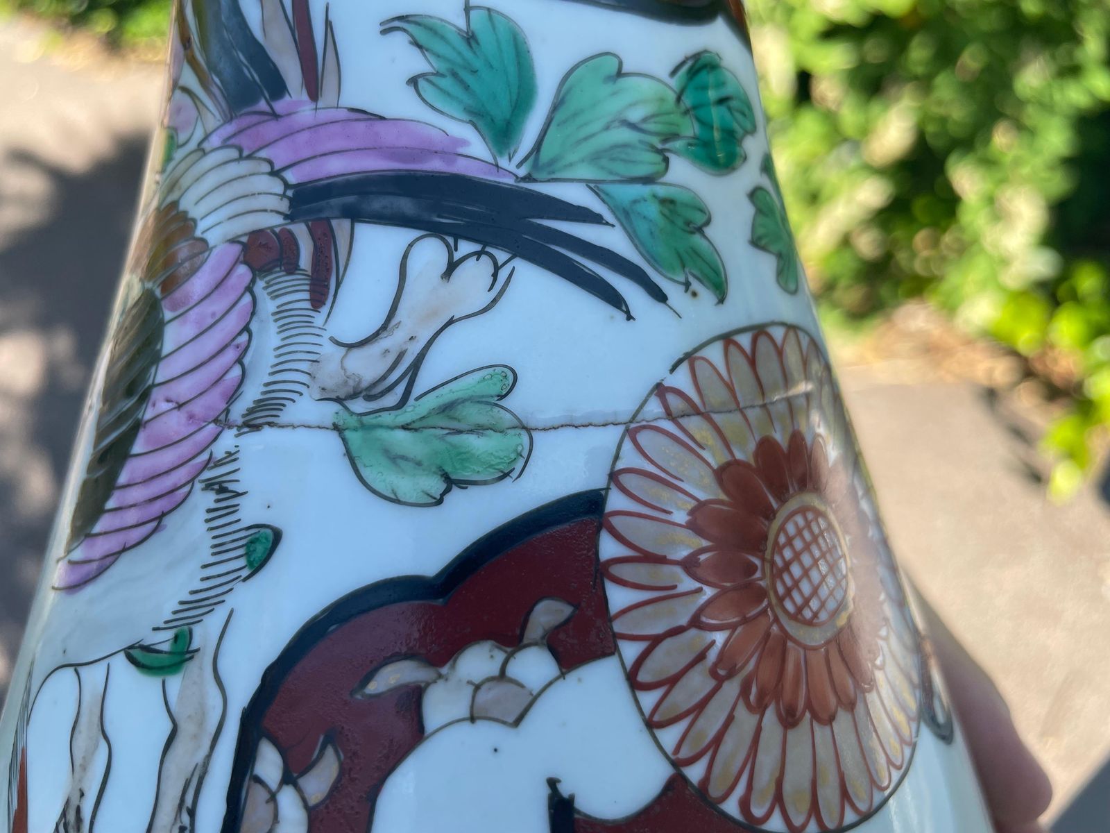 Home Decor Japanese Imari Porcelain Trumpet Neck Floor Vase, 1930, Samourai photo