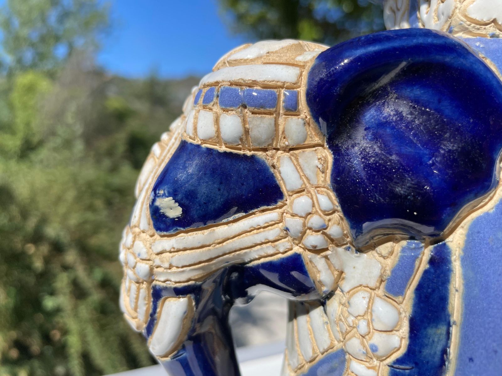Hollywood Regency Chinese Blue Elephant Garden Plant Stand photo Home Decor