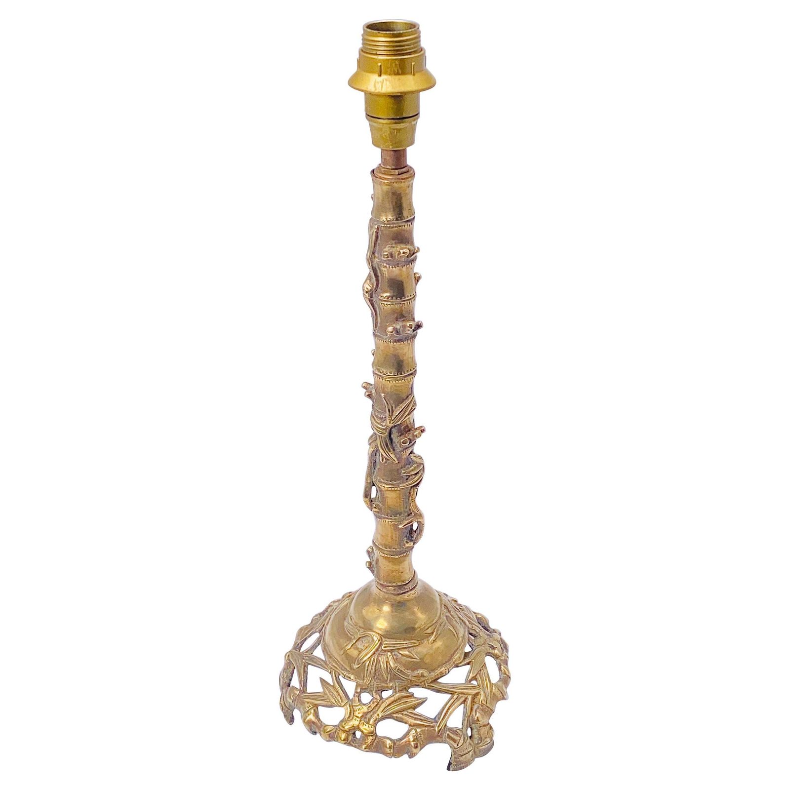 Asian Lamp In Brass And Gold Coloured, Faux Bamboo, France, Circa 1940