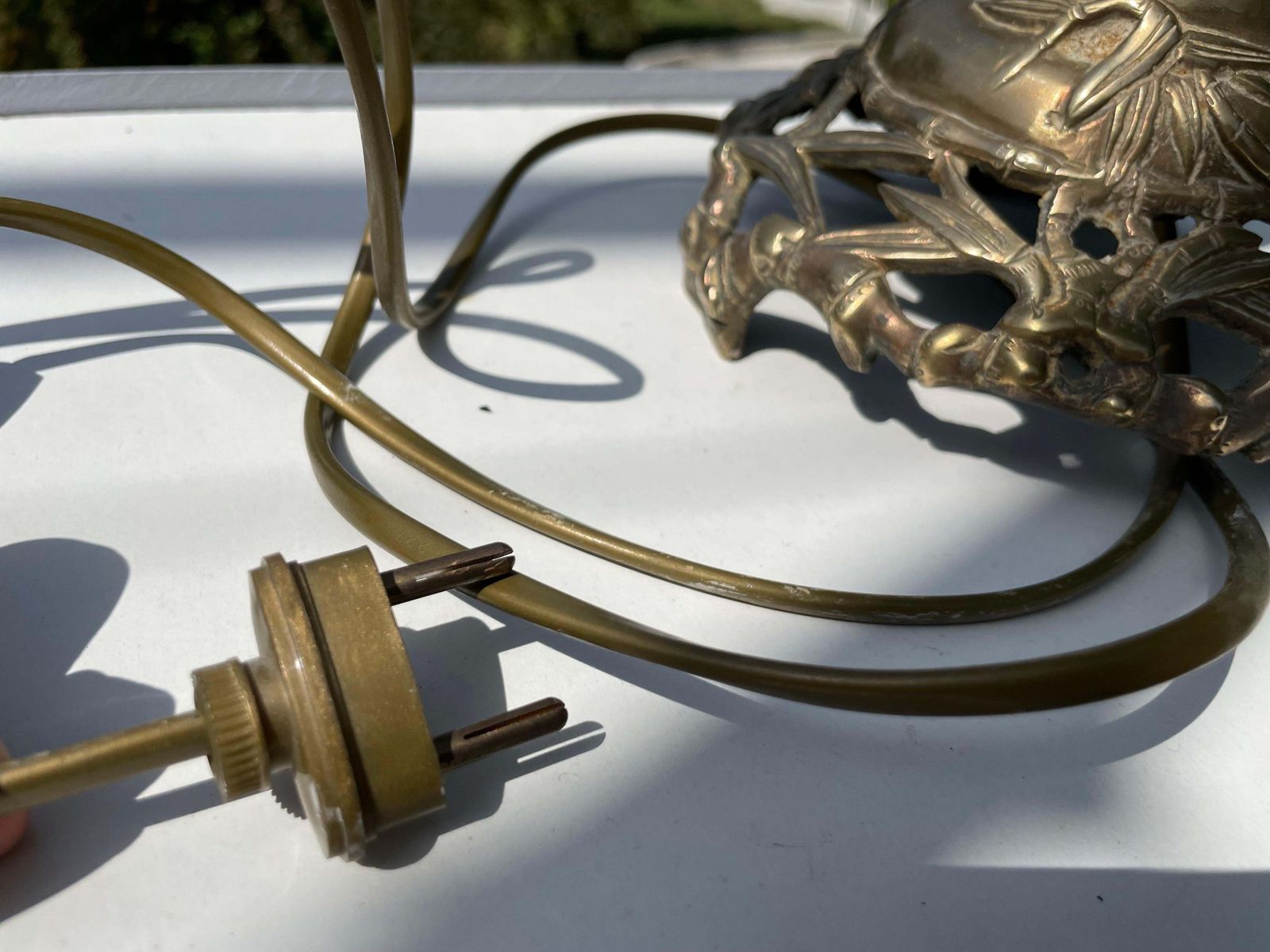 Asian Lamp In Brass And Gold Coloured, Faux Bamboo, France, Circa 1940 photo vinterior