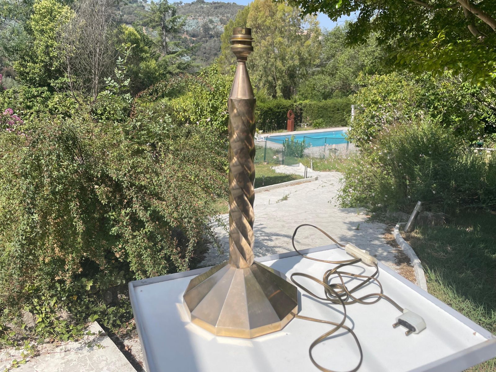 Art Deco Table Lamp, In Gold Coloured Brass, Circa 1940, France photo furniture
