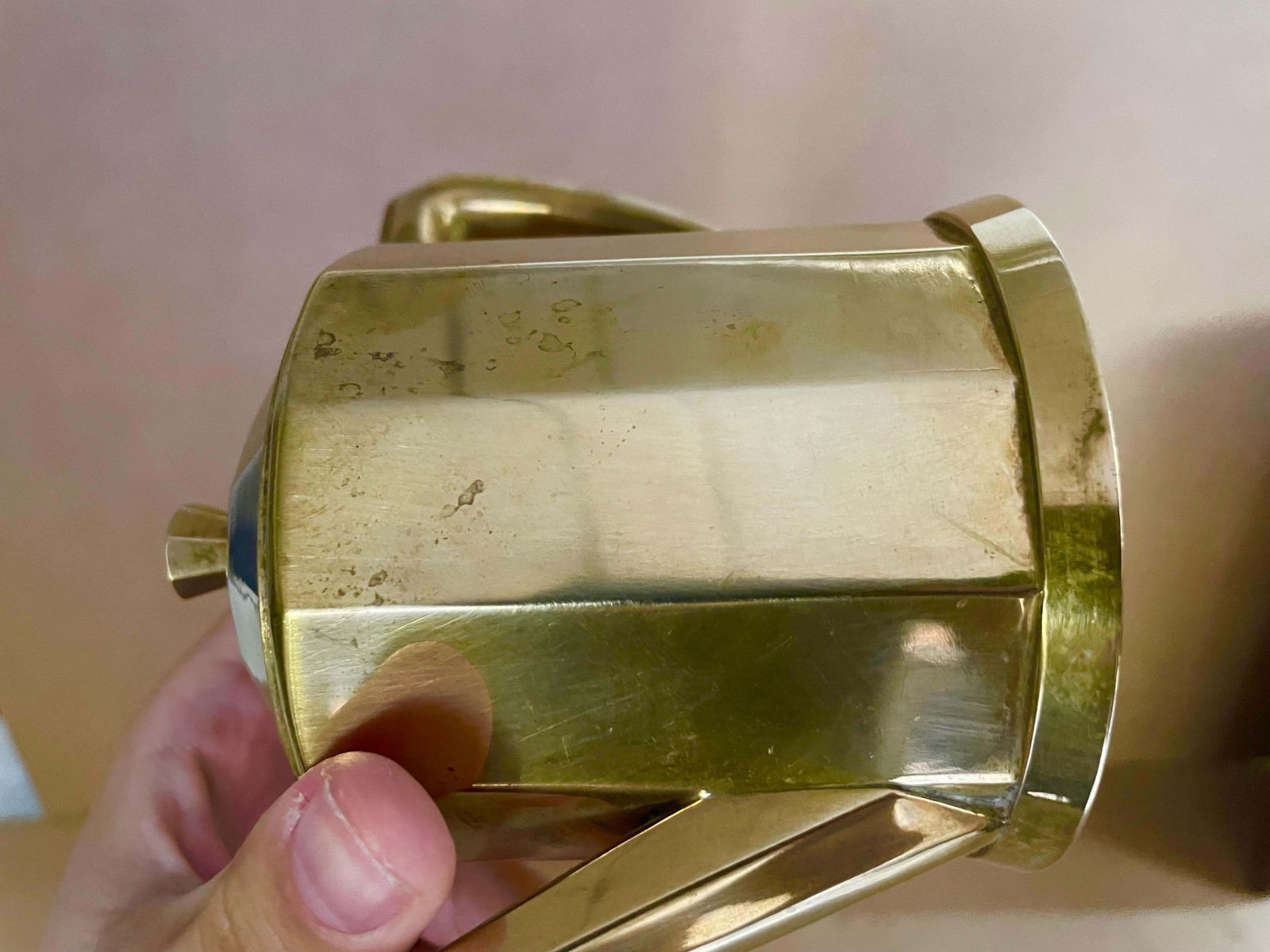 photo for sale Art Deco Oreum Coffee And Sugar Pot, France 1940, Metal And Gold Style Patina