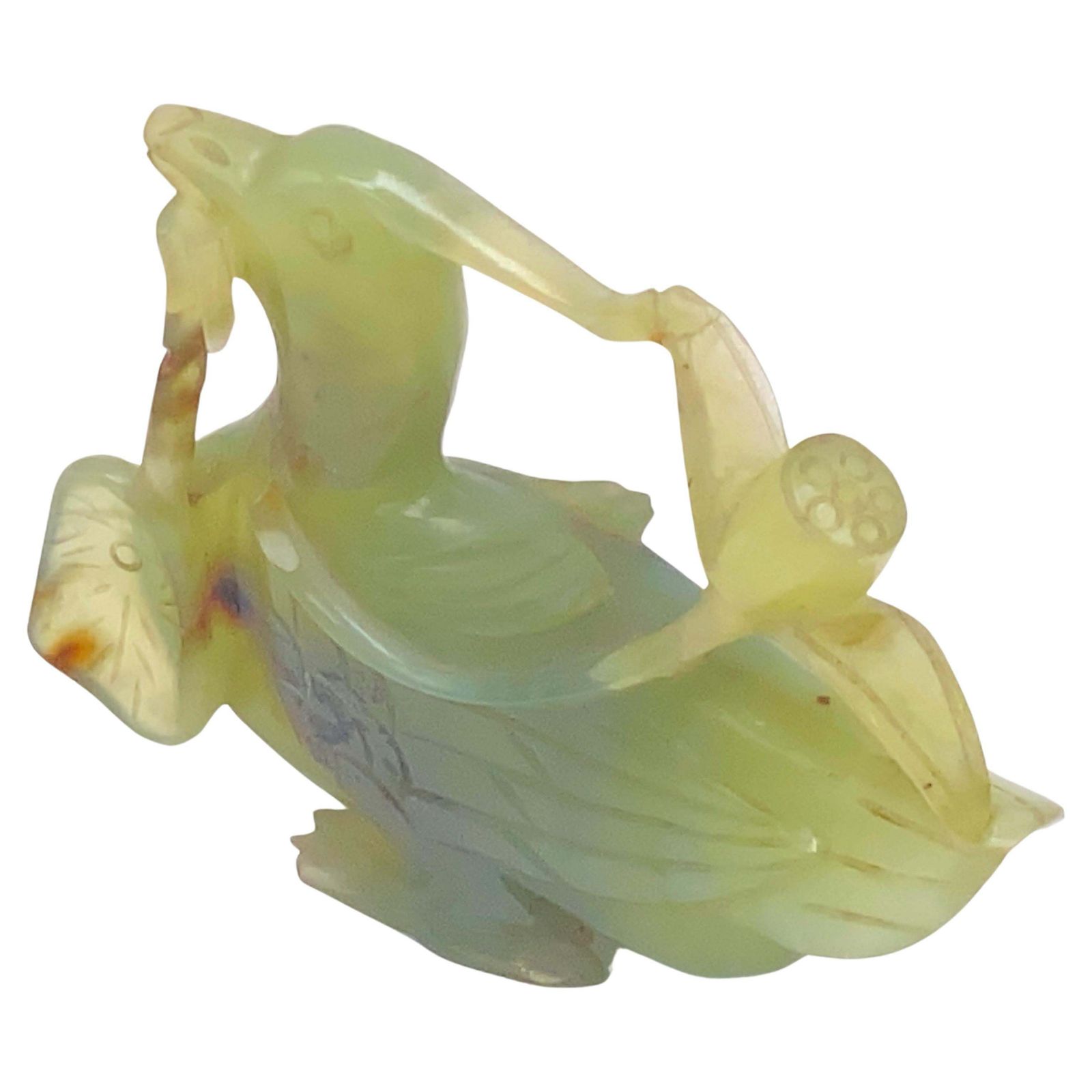 Antique Carved Figure, An Oriental, Jade Study Of Bird Of Para, China 20th