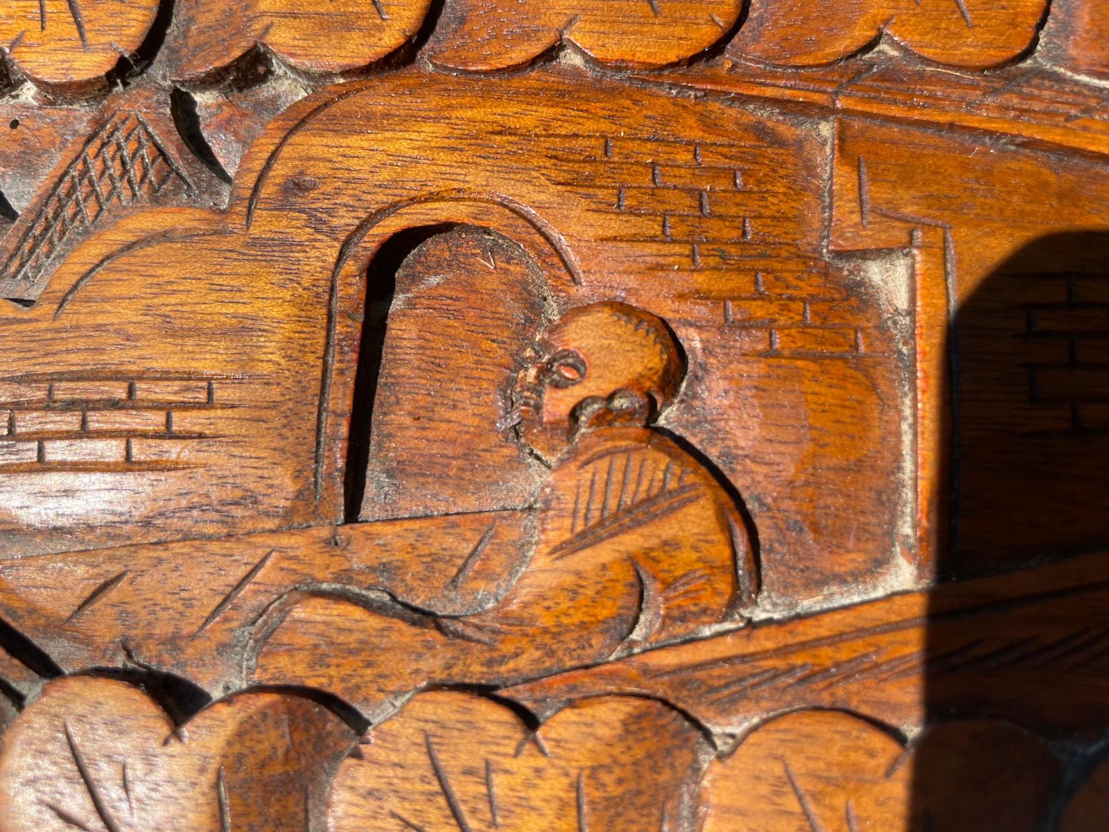 Carved Wood Chinese Box, With Landscape And Characters Decor Pattern, China 20th photo 476.0
