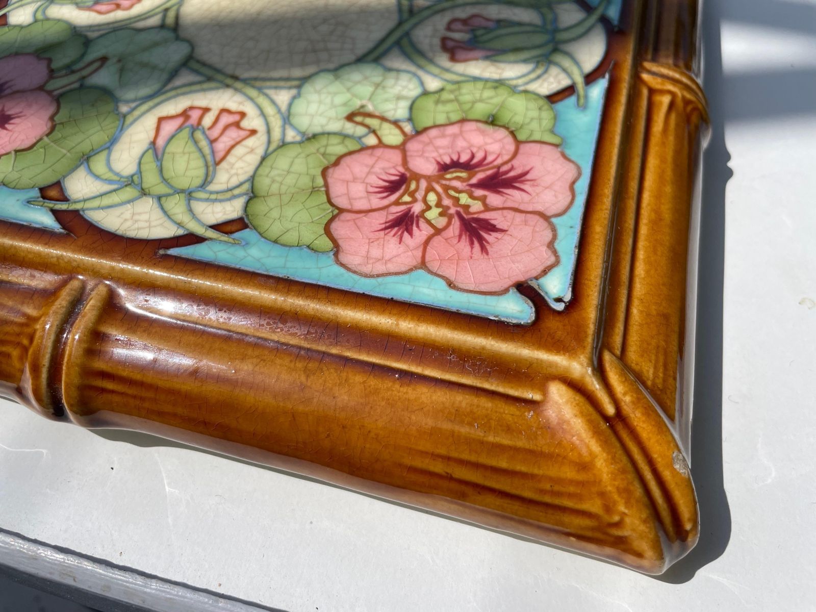Ceramic Center Table Or Trivet By Hippolyte Boulanger, Art Nouveau Circa 1920 photo vinterior