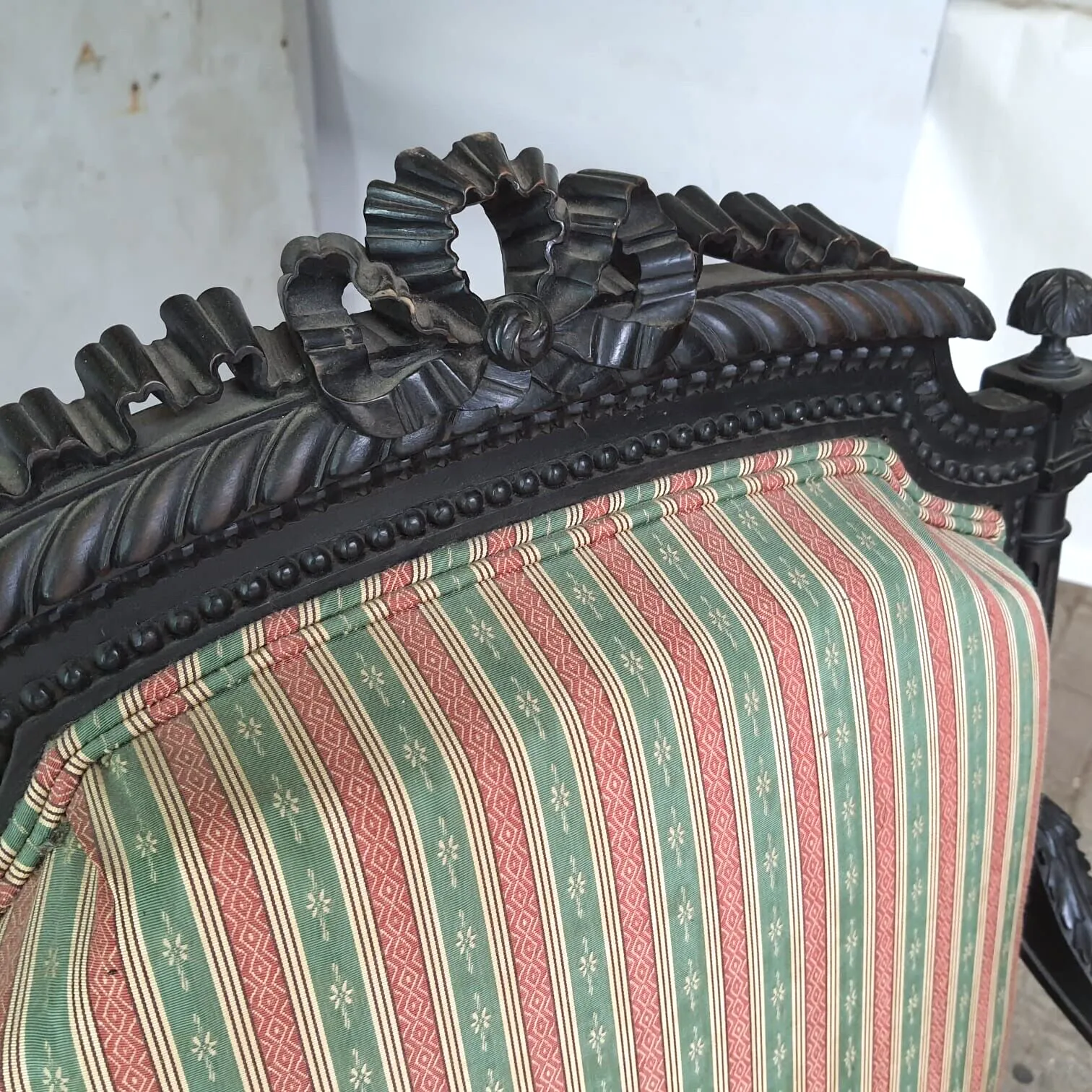 Antique Victorian Ebonised Open Armchair Deep Sprung Carved photo for sale