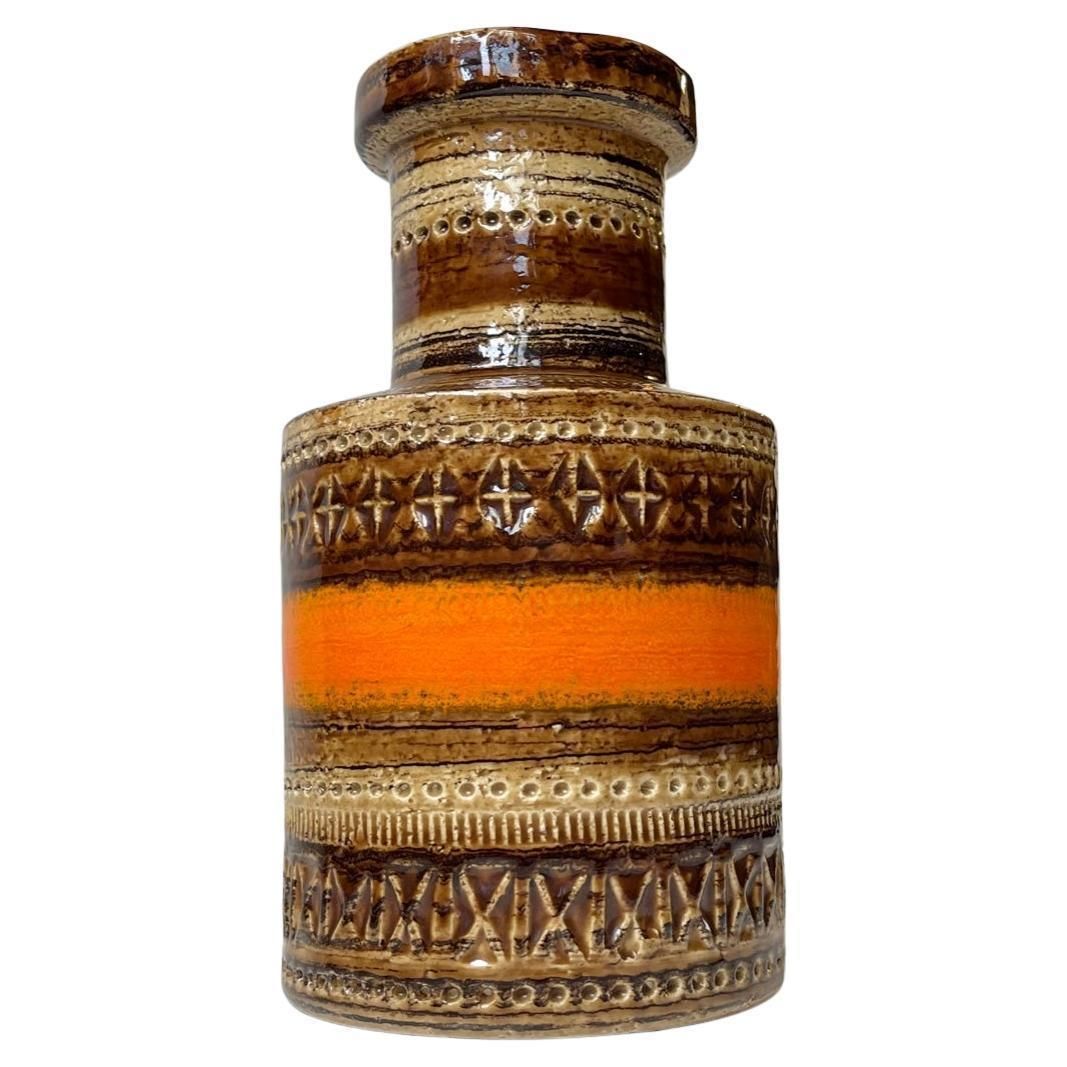 Aldo Londi   Bitossi For Raymor Glazed Stoneware Vase In Sahara Decor, Italy 60s