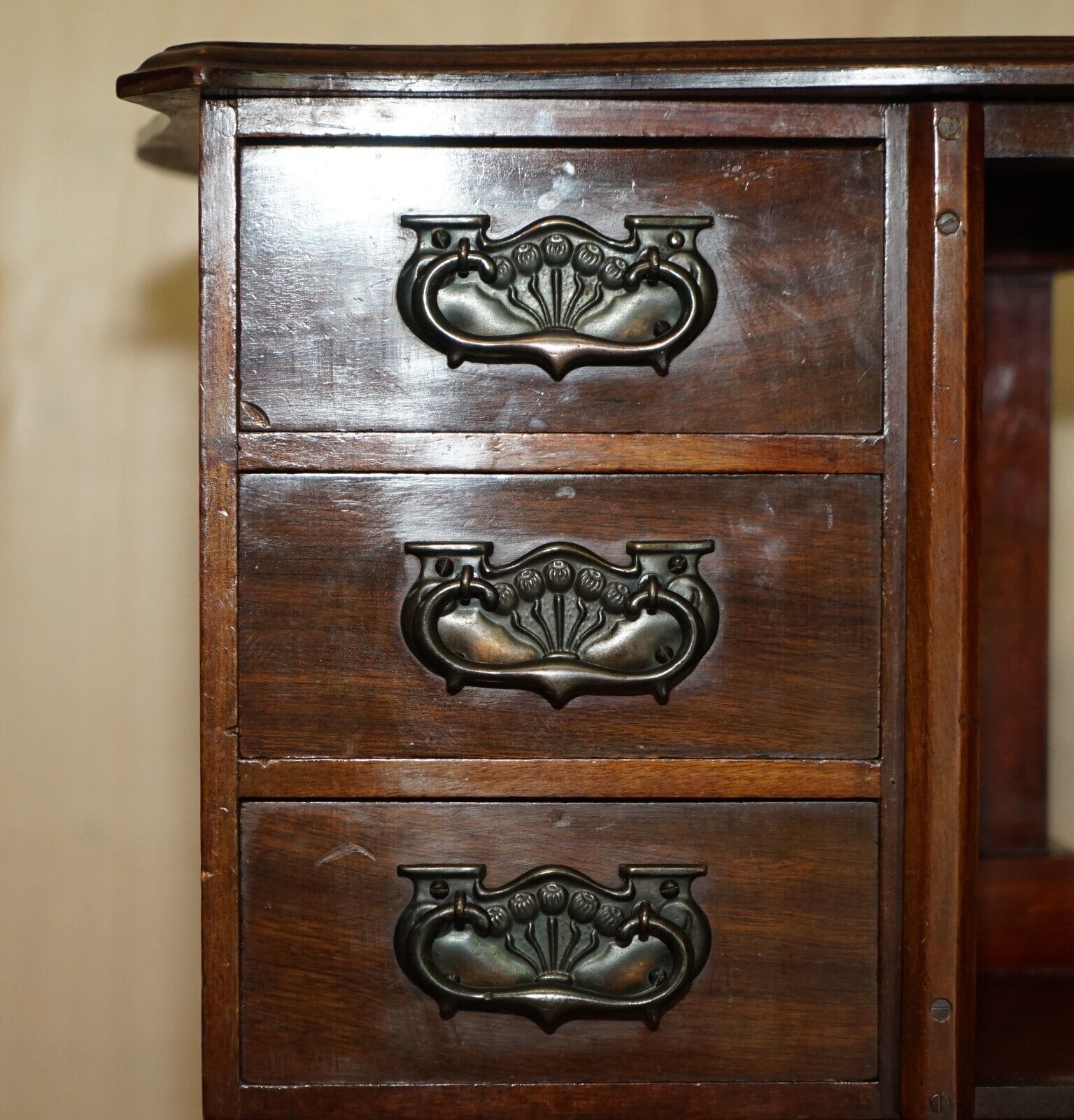 Liberty's London Art Nouveau Handles Antique Revolving Book Case Table Drawers photo Furniture