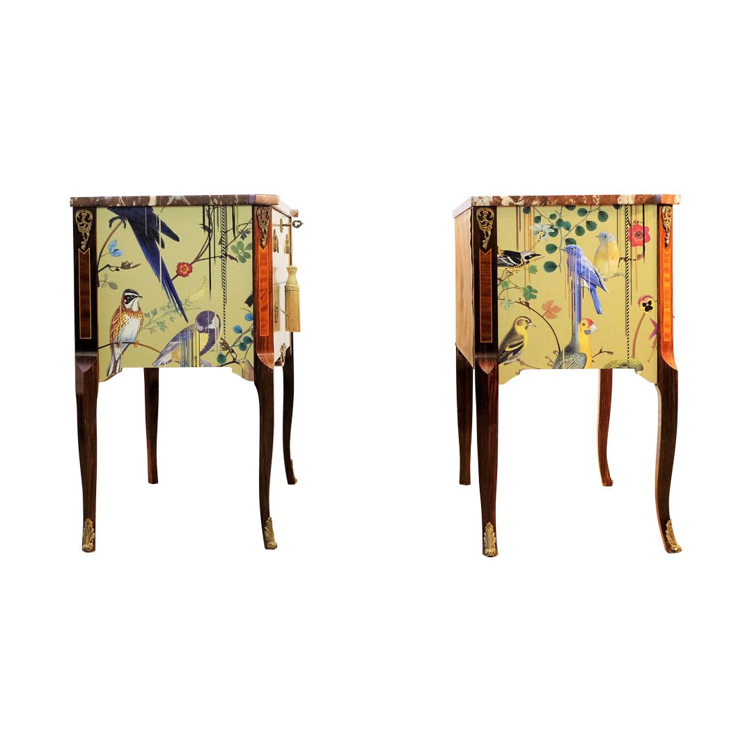 Classic Gustavian Louis XV Style Chests With Christian Lacroix Design   Pair photo vintage