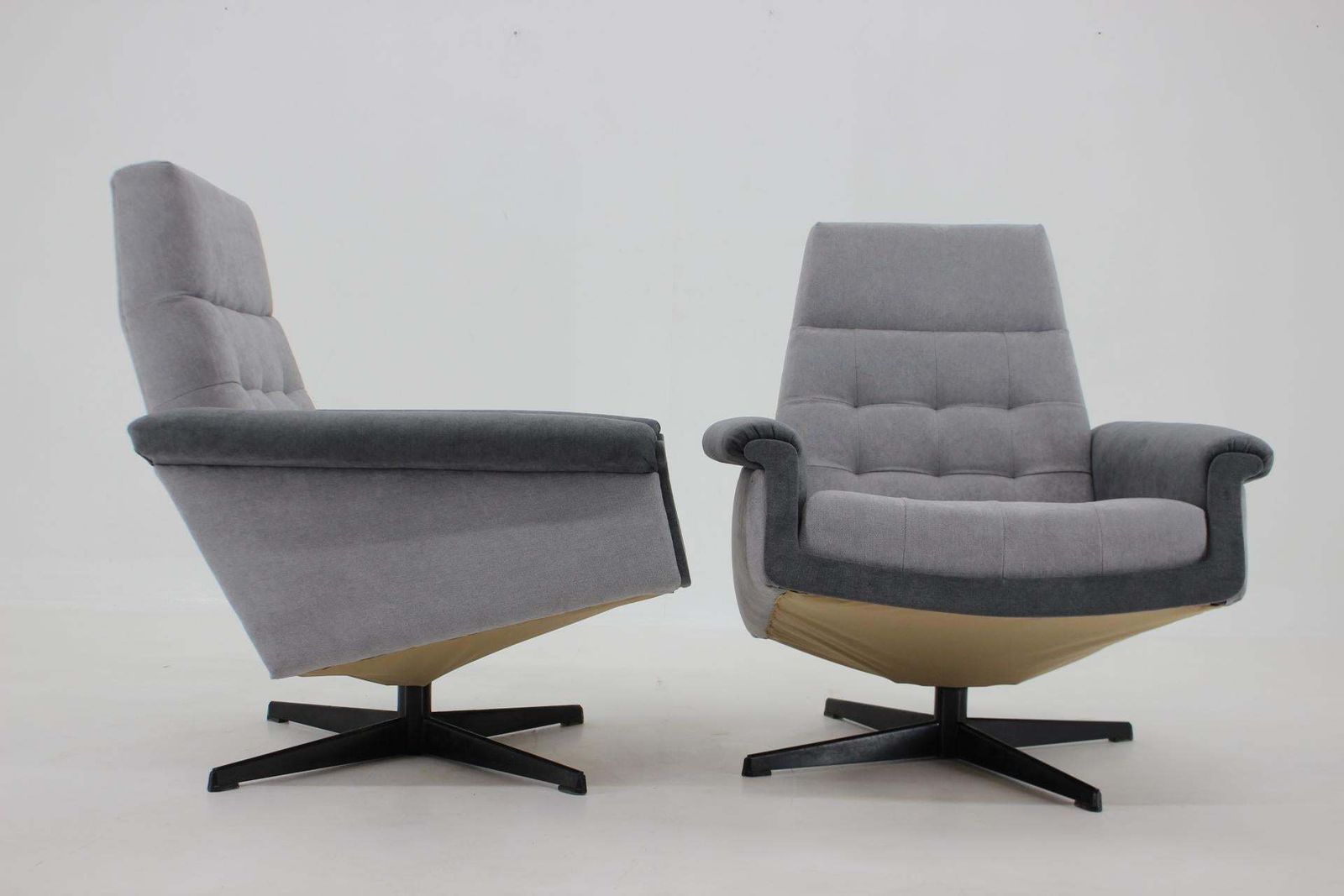 1970's Pair Of Vintage Swivel Armchairs, Czechoslovakia photo furniture