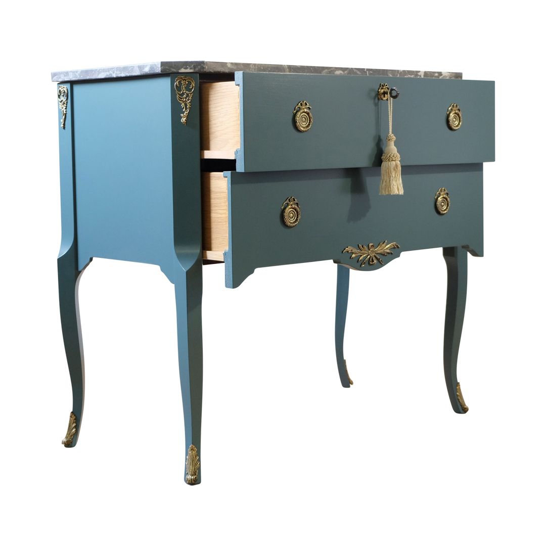Gustavian Style Commode With Green Finish photo vinterior