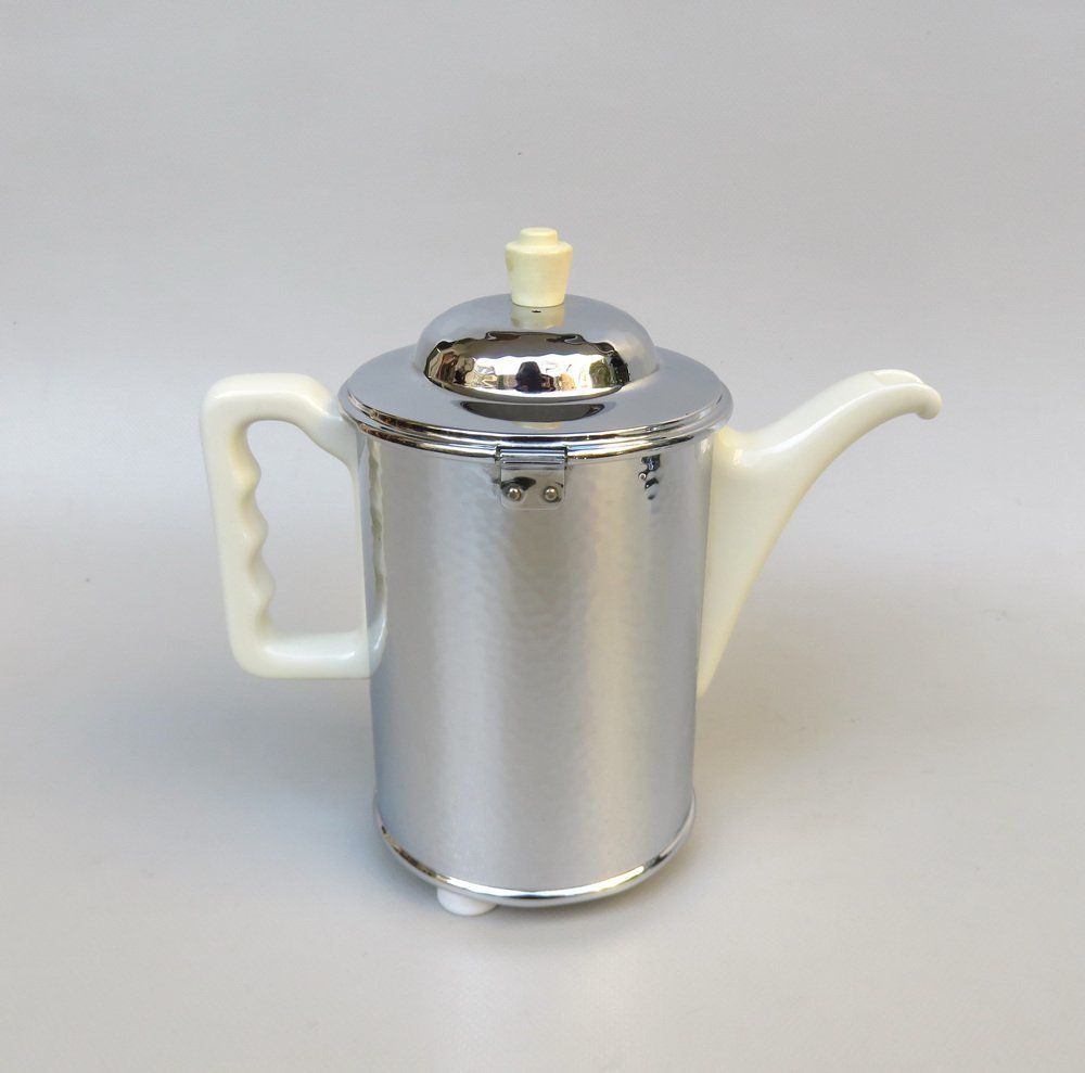 Coffee Making Set In Chrome Plated Metal & Porcelain, 1950s, Set Of 4 photo 713.15