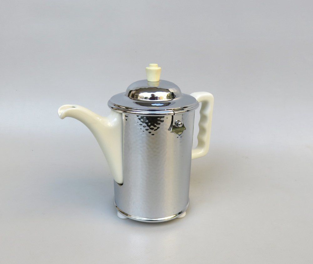 Coffee Making Set In Chrome Plated Metal & Porcelain, 1950s, Set Of 4 photo buy