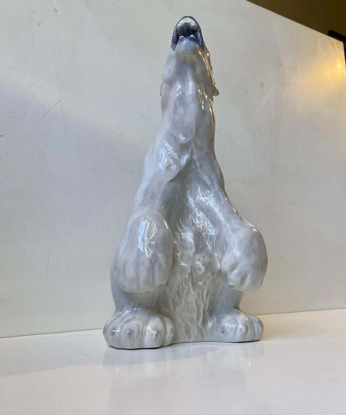Royal Copenhagen Large Roaring Porcelain Polar Bear No. 502 By C. F. Liisberg photo furniture