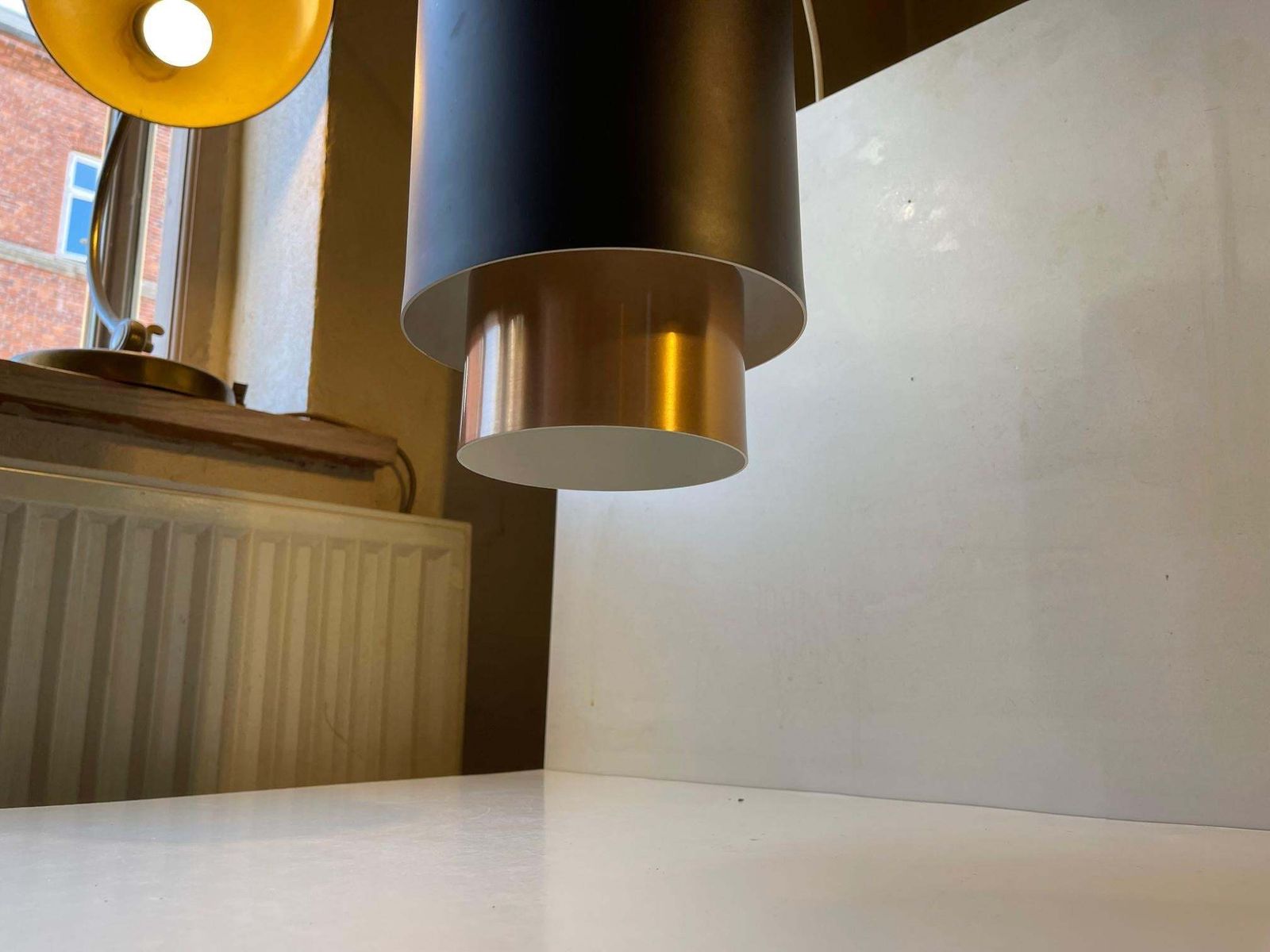 Jo Hammerborg Tunika Copper Pendant Lamp For Fog & Mørup, Danish 1960s photo vinterior