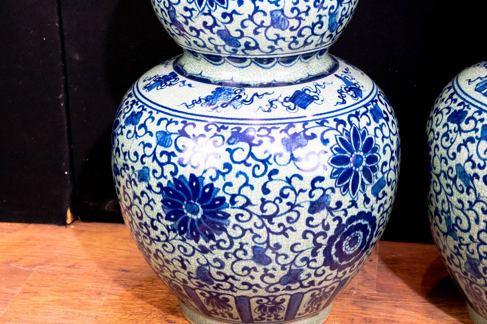 Pair Blue And White Porcelain Vases   Ming Double Gourd Urns photo Home Decor